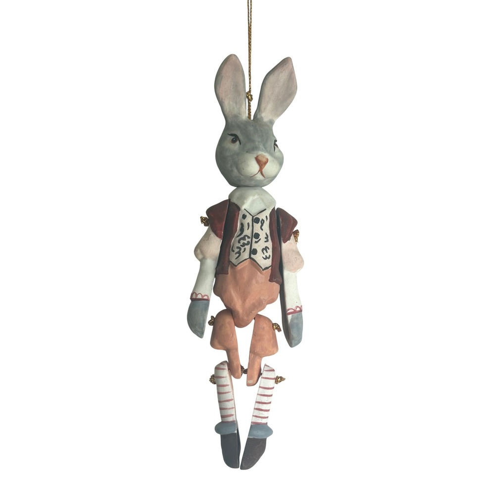 VTG Hand Painted Marionette Ceramic Rabbit Ornament Storybook Hare Philippines